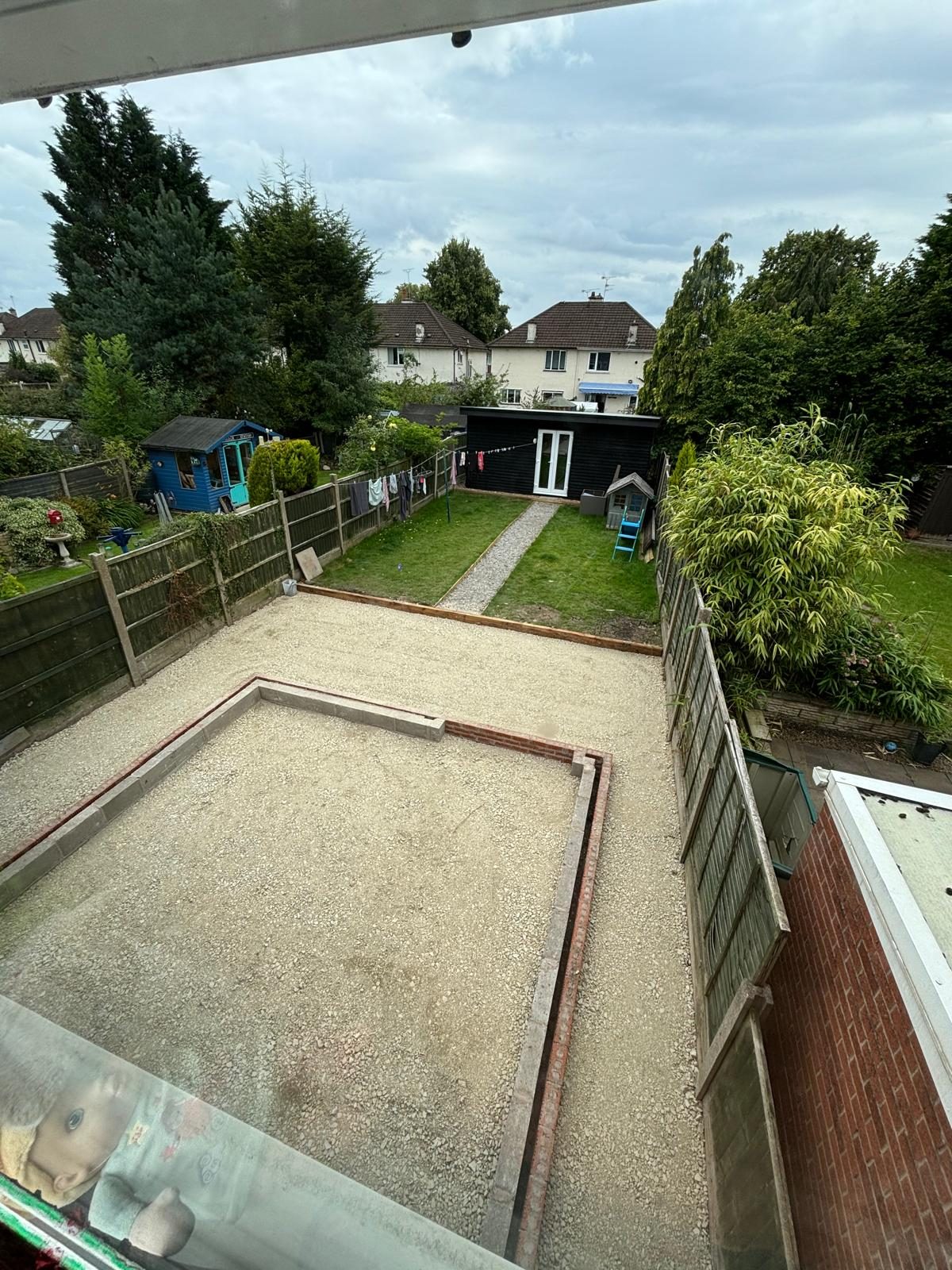 Immaculately prepared garden and landscaping base left clean and level by Thelwall